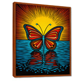Glorious Butterfly On Red Blue - Butterfly Large Canvas Wall Art