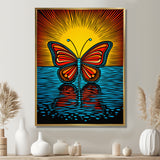 Glorious Butterfly On Red Blue - Butterfly Large Canvas Wall Art