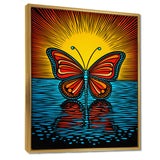 Glorious Butterfly On Red Blue - Butterfly Large Canvas Wall Art