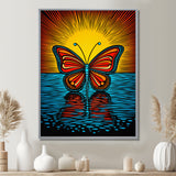 Glorious Butterfly On Red Blue - Butterfly Large Canvas Wall Art