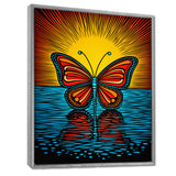Glorious Butterfly On Red Blue - Butterfly Large Canvas Wall Art