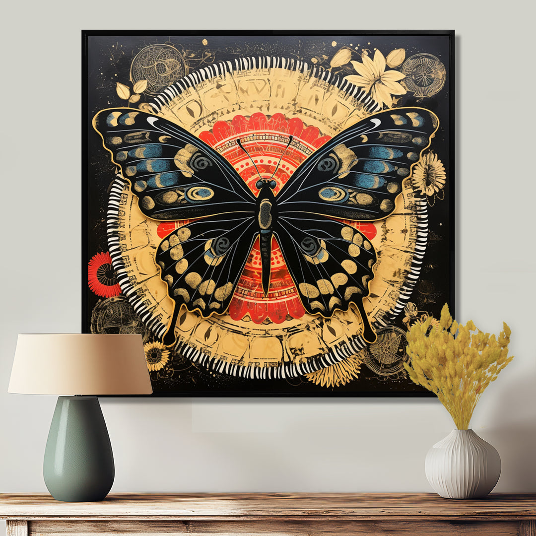 Monarch Collage On Glam Gold Seal - Butterfly Home Decor Art