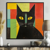 Minimal Black Cat Portrait - Cat Canvas Wall Art