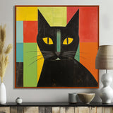 Minimal Black Cat Portrait - Cat Canvas Wall Art
