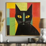 Minimal Black Cat Portrait - Cat Canvas Wall Art