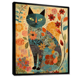 Boho Cat Flower Collage - Multi-Color Cat Wall Art