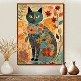 Boho Cat Flower Collage - Multi-Color Cat Wall Art