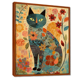 Boho Cat Flower Collage - Multi-Color Cat Wall Art