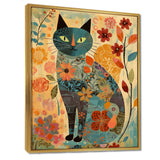 Boho Cat Flower Collage - Multi-Color Cat Wall Art