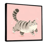 Fluffy Tiger Cat On Pink - Cat Living Room Wall Art