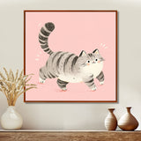 Fluffy Tiger Cat On Pink - Cat Living Room Wall Art