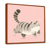 Fluffy Tiger Cat On Pink - Cat Living Room Wall Art
