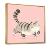 Fluffy Tiger Cat On Pink - Cat Living Room Wall Art
