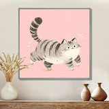 Fluffy Tiger Cat On Pink - Cat Living Room Wall Art