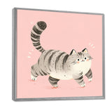 Fluffy Tiger Cat On Pink - Cat Living Room Wall Art