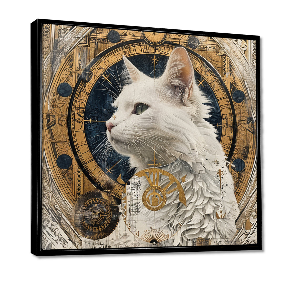 Collage Majestic White Cat - Cat Bedroom Wall Art