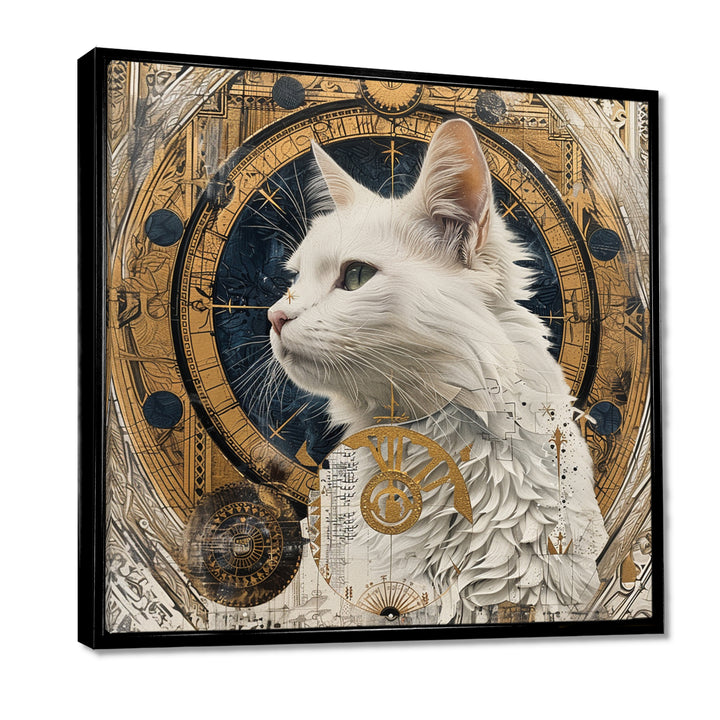 Collage Majestic White Cat - Cat Bedroom Wall Art