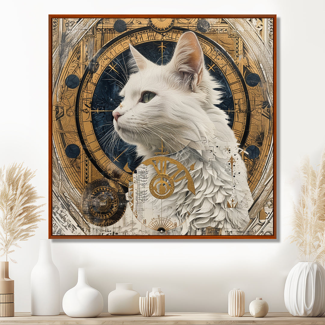 Collage Majestic White Cat - Cat Bedroom Wall Art