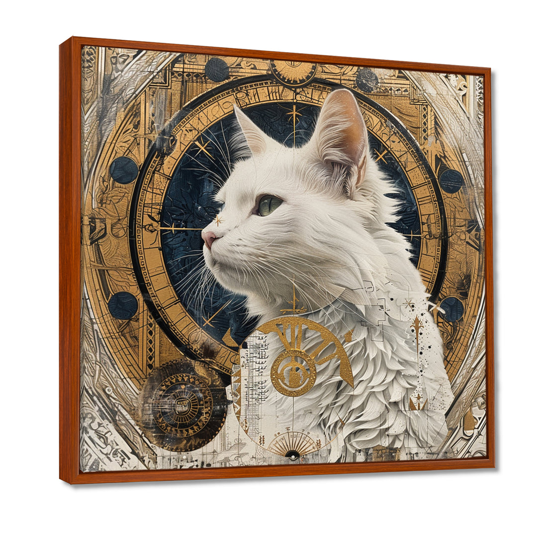 Collage Majestic White Cat - Cat Bedroom Wall Art