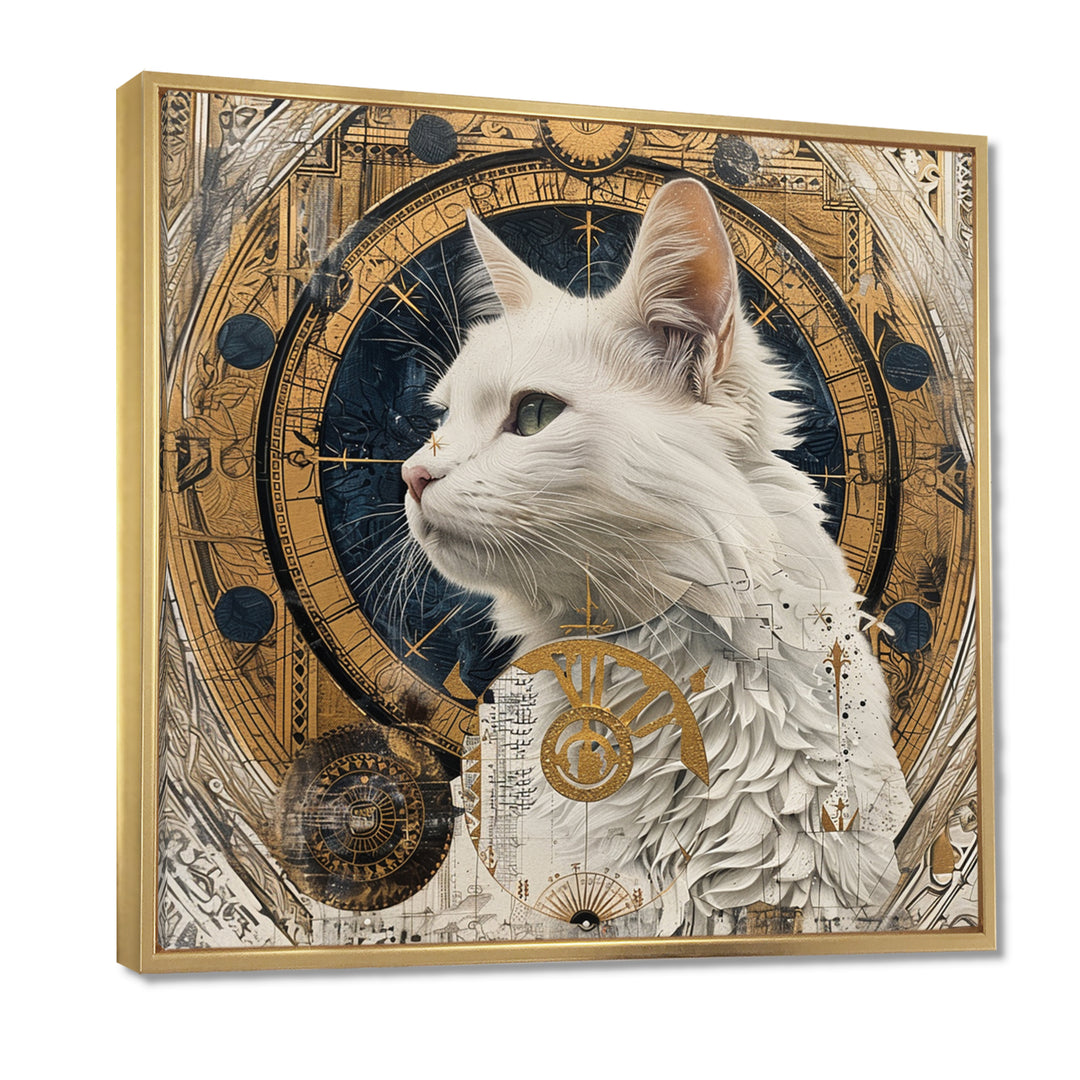 Collage Majestic White Cat - Cat Bedroom Wall Art