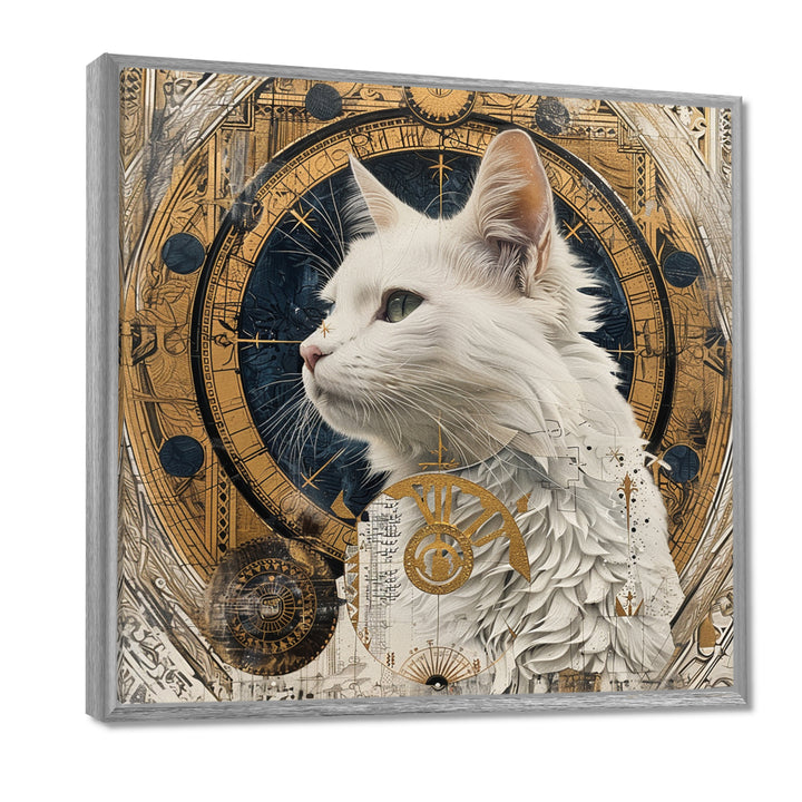 Collage Majestic White Cat - Cat Bedroom Wall Art