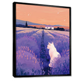 White Cat In Lavender Field - Cat Wall Decor