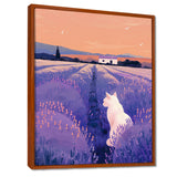White Cat In Lavender Field - Cat Wall Decor
