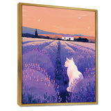 White Cat In Lavender Field - Cat Wall Decor