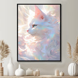 Luminous Feline Iridescent White Cat - Cat Wall Art Prints