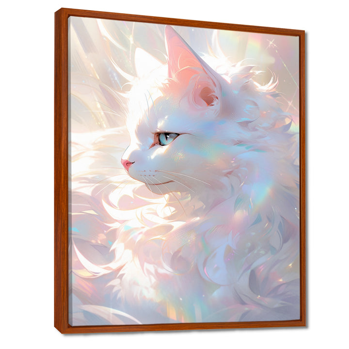 Luminous Feline Iridescent White Cat - Cat Wall Art Prints