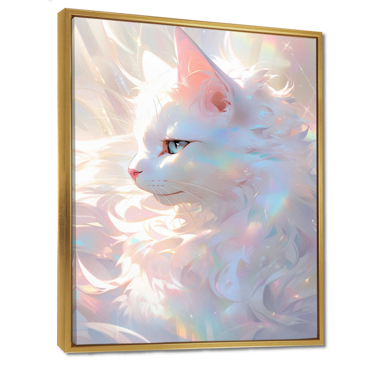Luminous Feline Iridescent White Cat - Cat Wall Art Prints