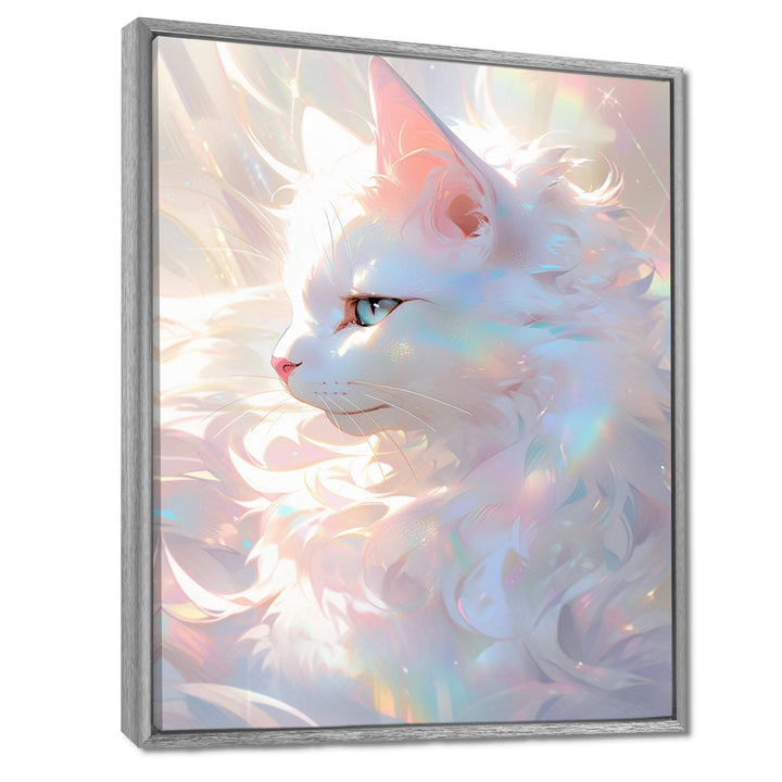 Luminous Feline Iridescent White Cat - Cat Wall Art Prints