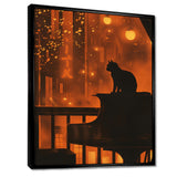Urban Cat On Piano - Cat Large Canvas Wall Art