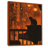 Urban Cat On Piano - Cat Large Canvas Wall Art