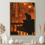 Urban Cat On Piano - Cat Large Canvas Wall Art