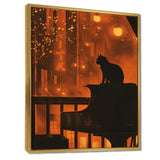 Urban Cat On Piano - Cat Large Canvas Wall Art