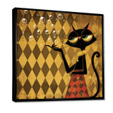 Retro Glam Cat Teasing - Cat Bedroom Wall Art