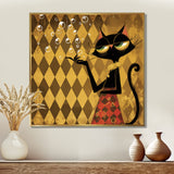 Retro Glam Cat Teasing - Cat Bedroom Wall Art
