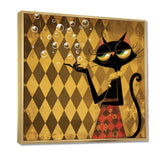 Retro Glam Cat Teasing - Cat Bedroom Wall Art