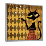 Retro Glam Cat Teasing - Cat Bedroom Wall Art