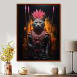 Shamanic Cat Pink Armor - Cat Wall Decor