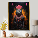 Shamanic Cat Pink Armor - Cat Wall Decor