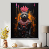 Shamanic Cat Pink Armor - Cat Wall Decor
