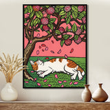 Cat Sleeping Under Cherry Blossom Tree - Cat Wall Decor