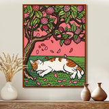 Cat Sleeping Under Cherry Blossom Tree - Cat Wall Decor