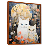 Cute White Cats Flower Full Moon - White Cat Wall Art