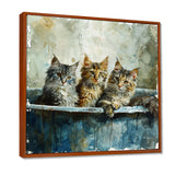 Three Cute Kitten In A Bathtub - Cat Bathroom Large Canvas Wall Art