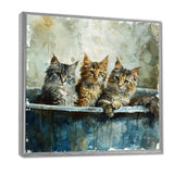 Three Cute Kitten In A Bathtub - Cat Bathroom Large Canvas Wall Art