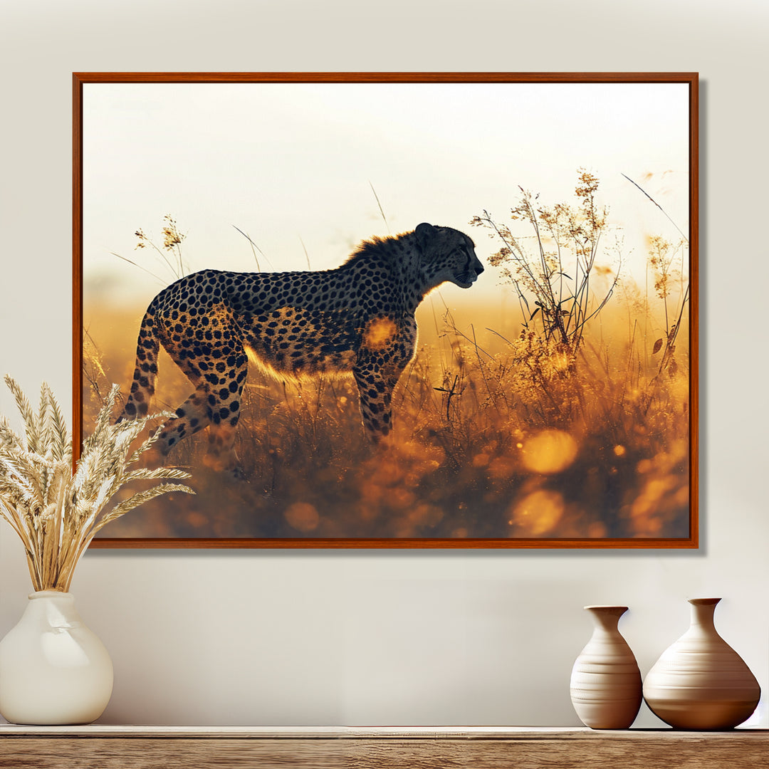 Majestic Cheetah On The Sunset Prairie - Cheetah Home Decor Art