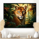 Cougar In The Jungle - Leopard Living Room Wall Art